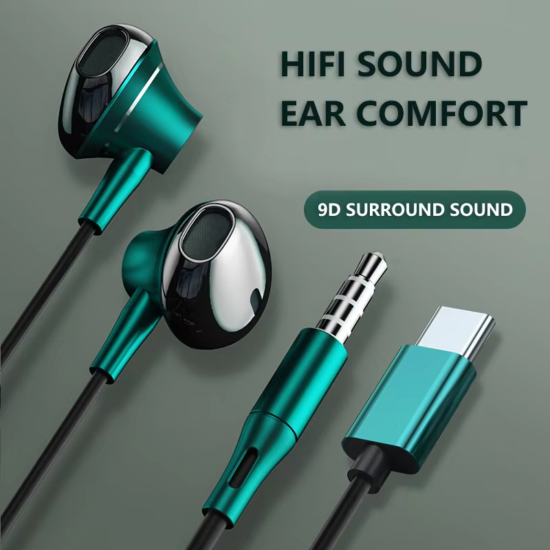 Wired Earphone Mic - Auriculares estéreo de graves 9D tipo