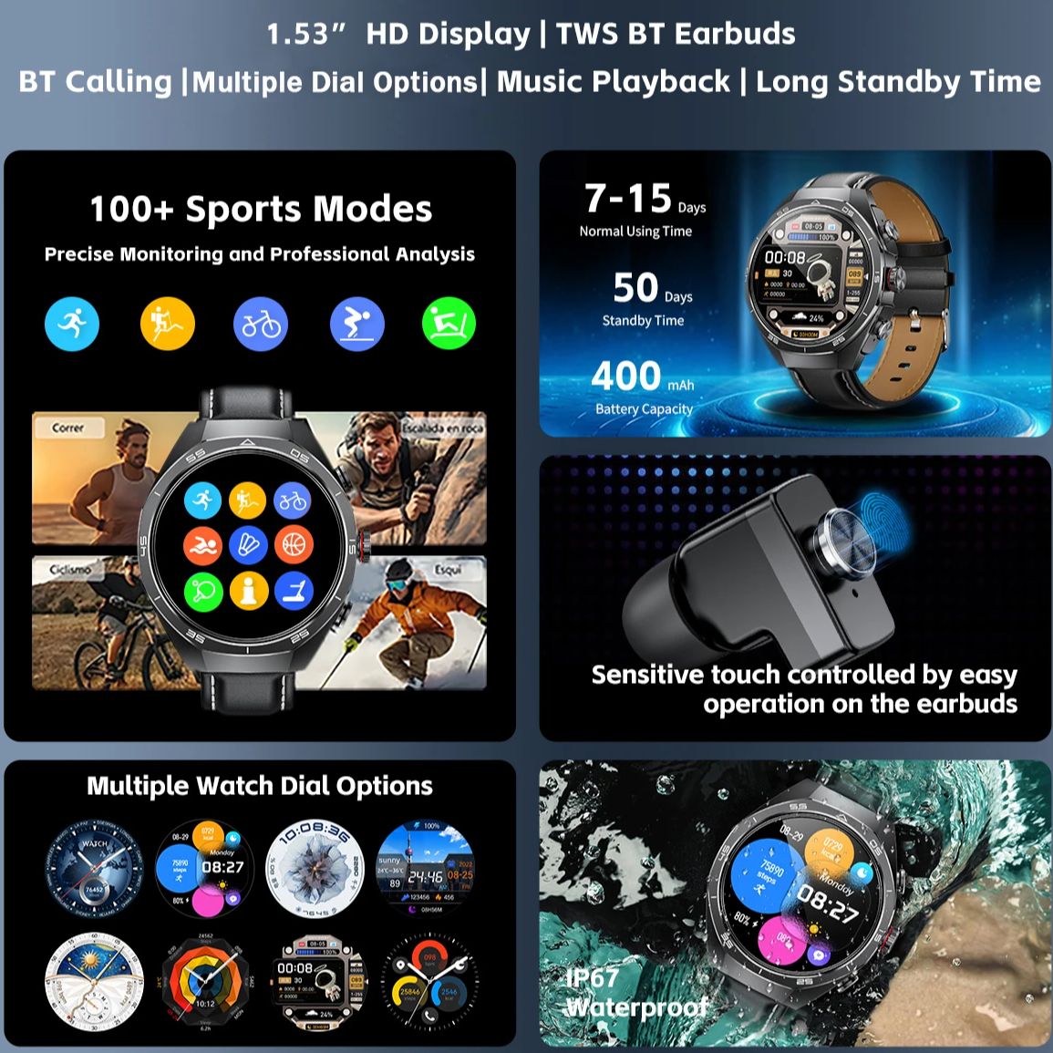 Reloj inteligente con auricula - Sports Earphone Hook reseña y precio